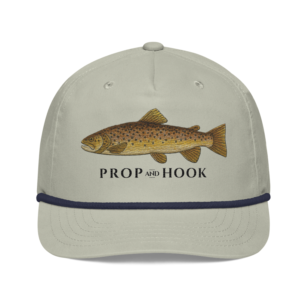 brown trout rope hat - gray - front view