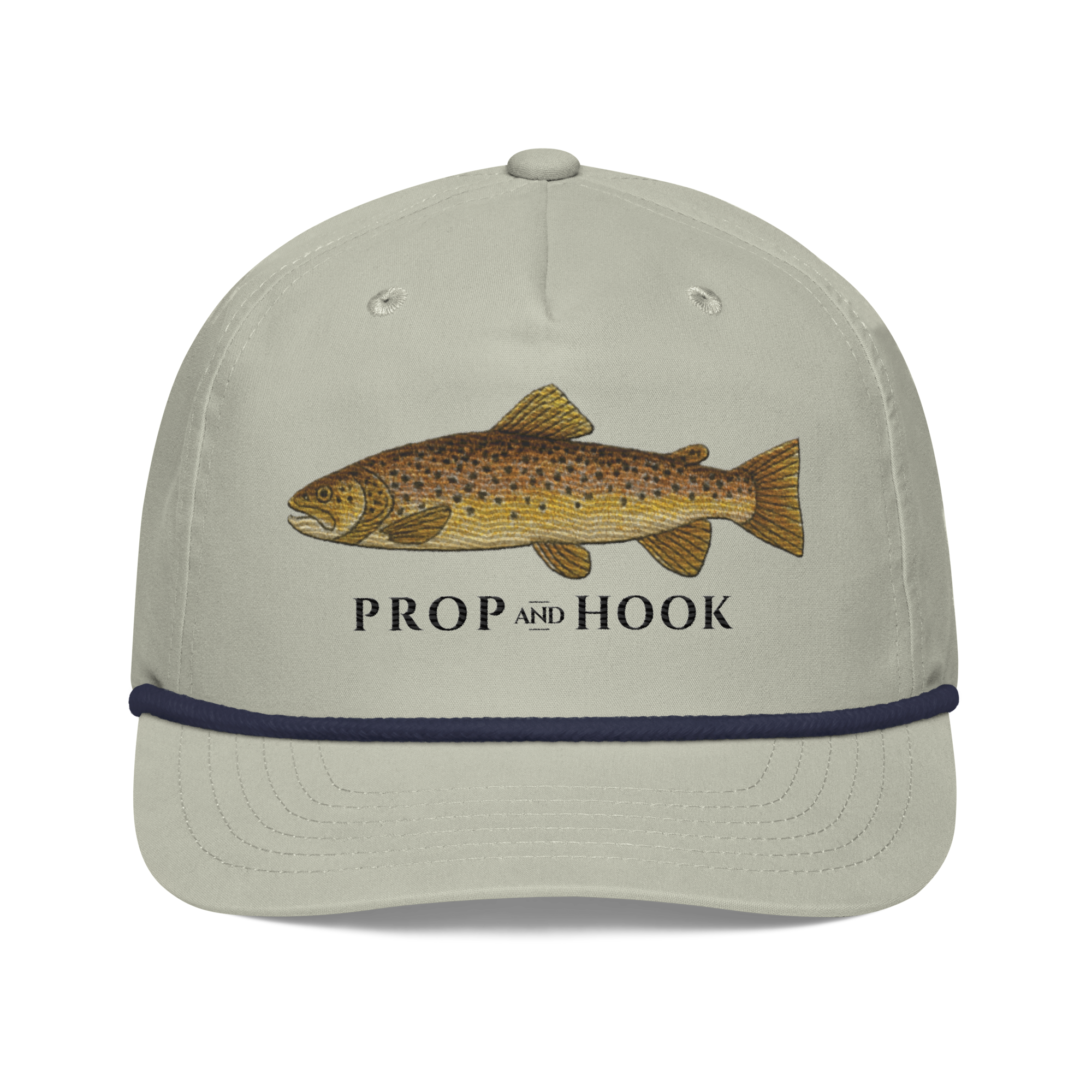 brown trout rope hat - gray - front view