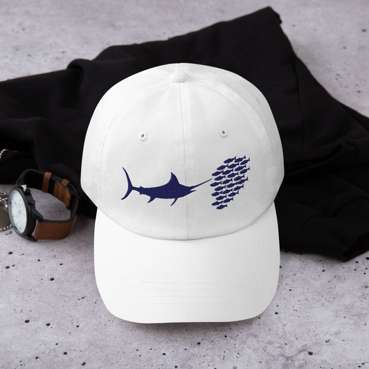 Marlin Chasing Bait Ball Baseball Hat