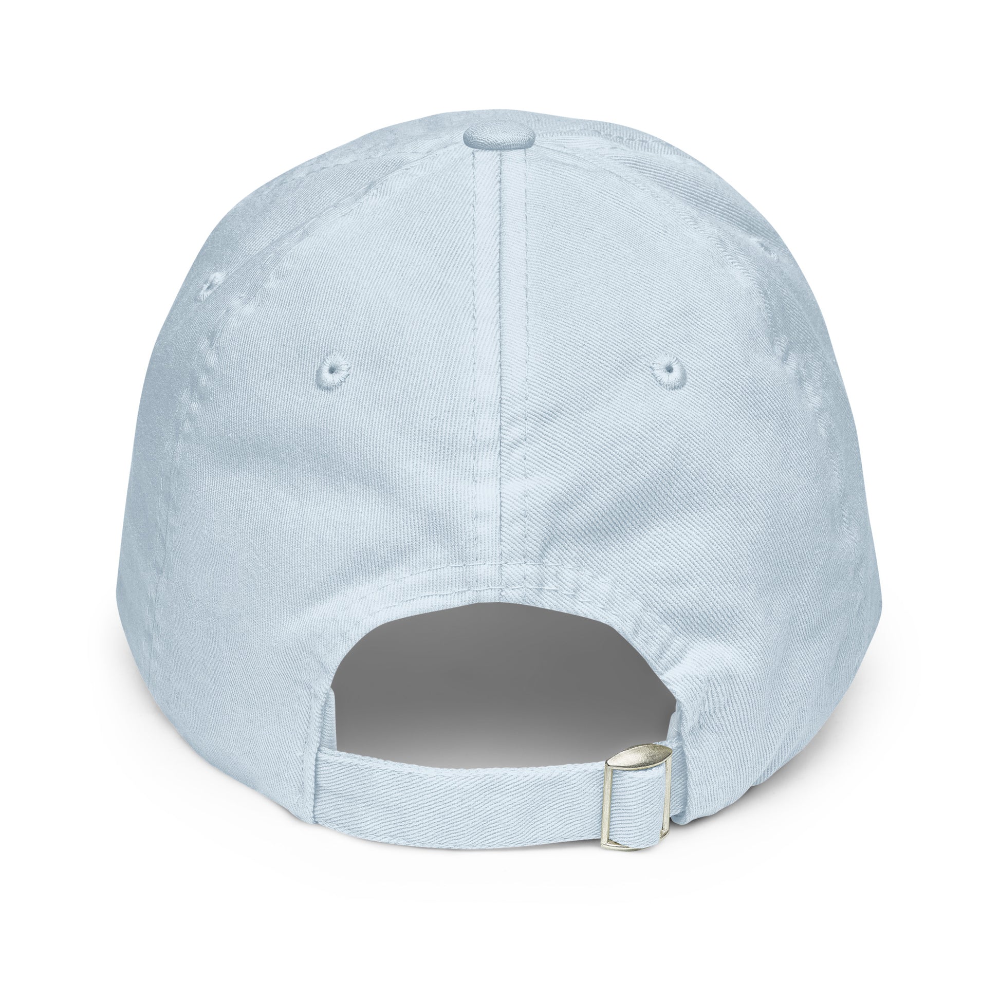Pastel yellowfin tuna fishing hat, back view, blue