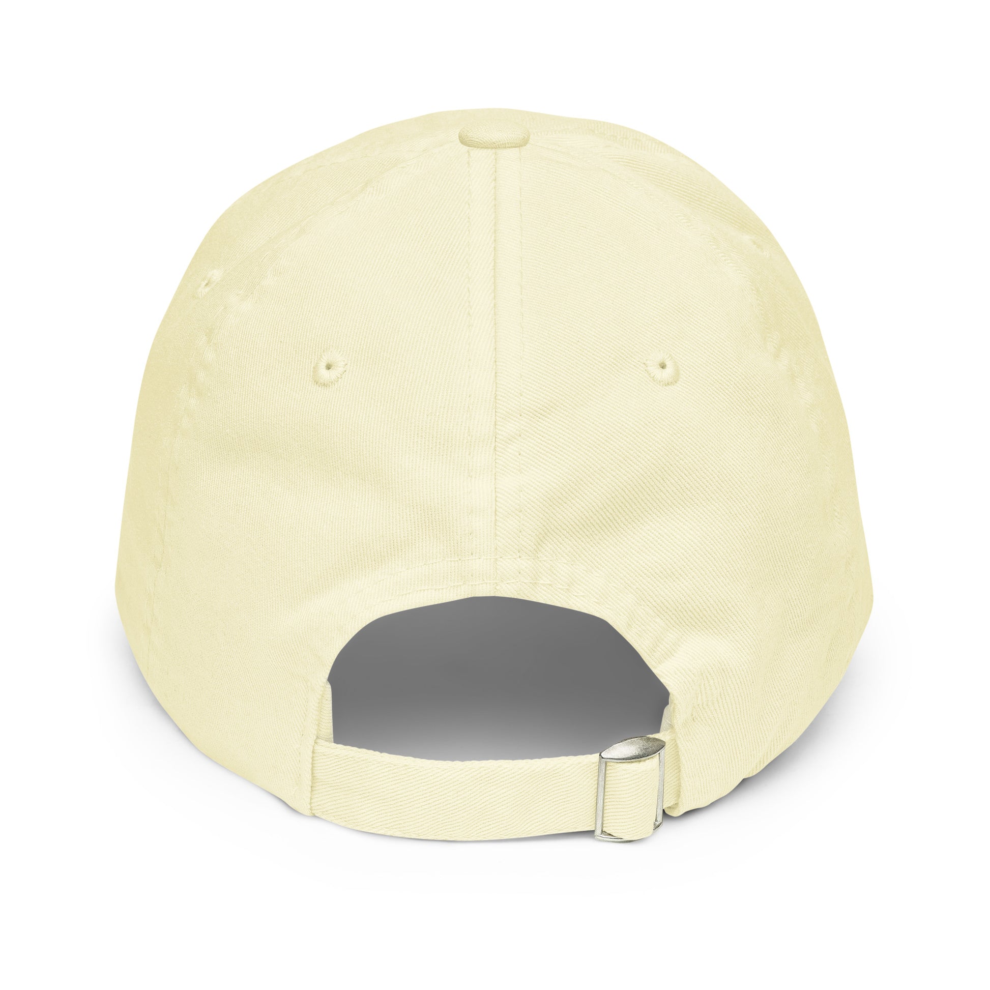 Pastel yellowfin tuna fishing hat, back view, yellow