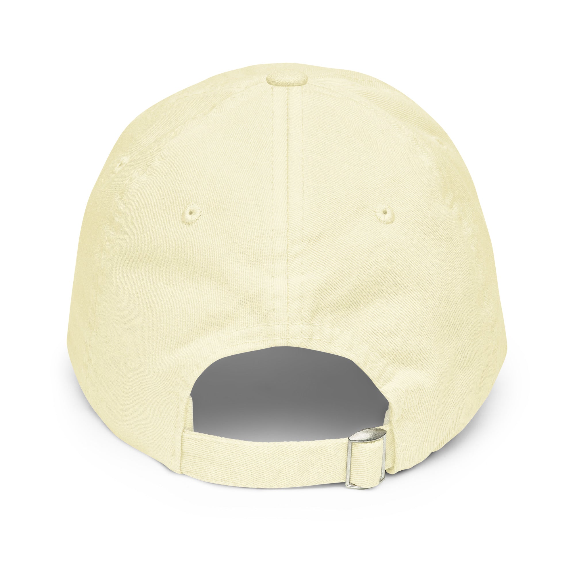 Pastel yellowfin tuna fishing hat, back view, yellow