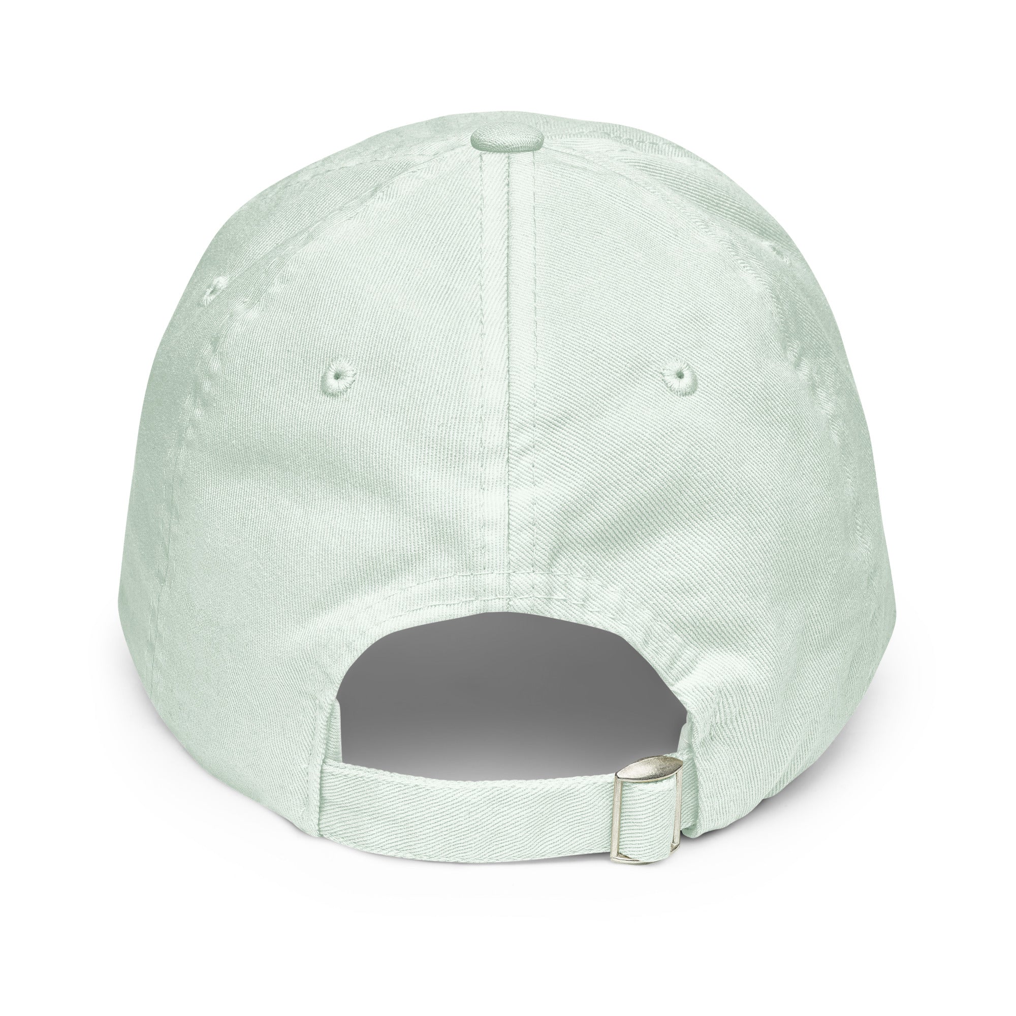 Pastel yellowfin tuna fishing hat, back view, green