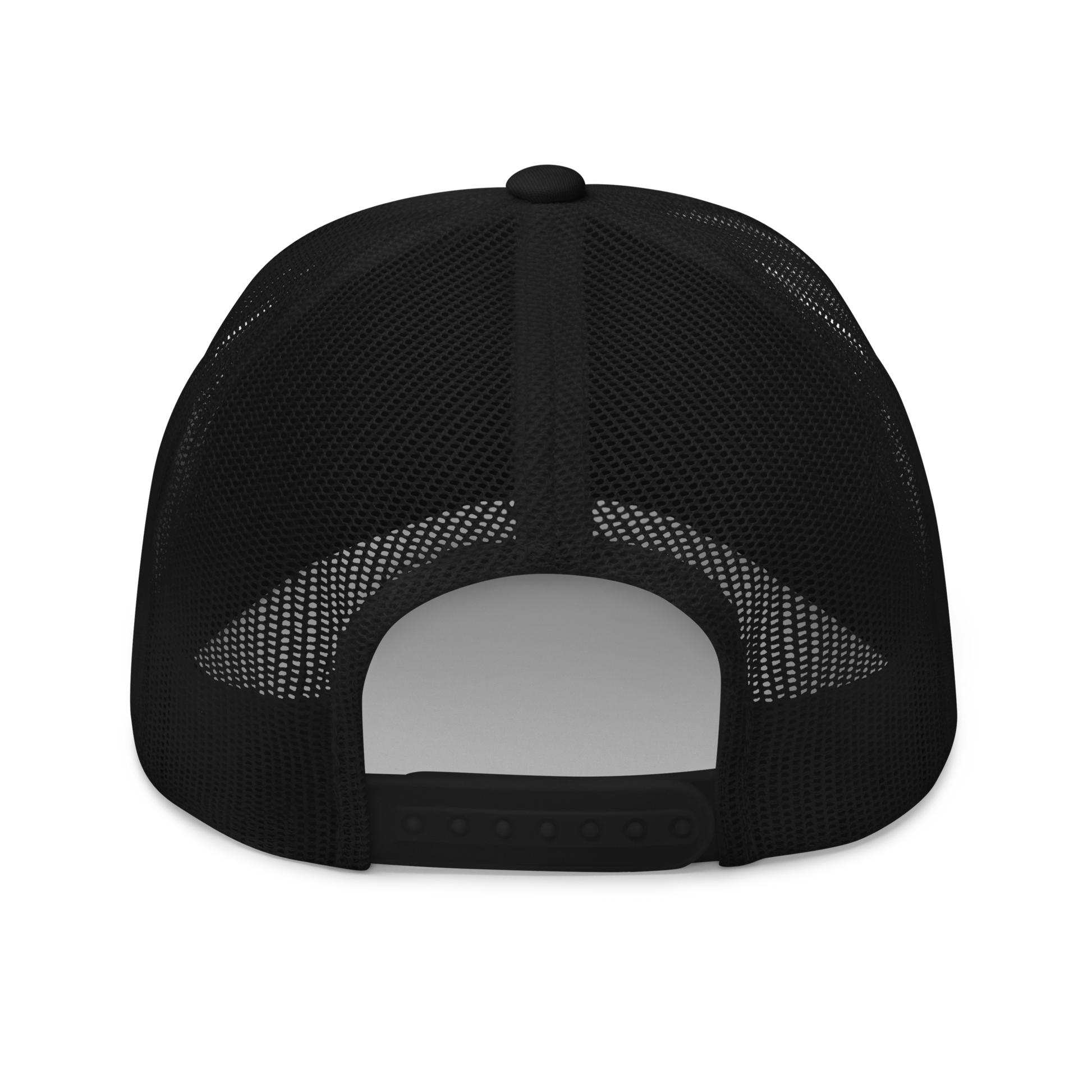 redfish trucker hat, black color, back view