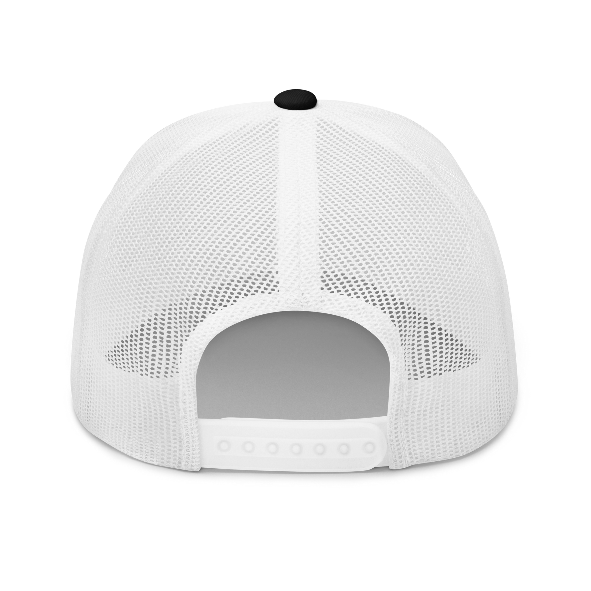 redfish trucker hat, black/white color, back view