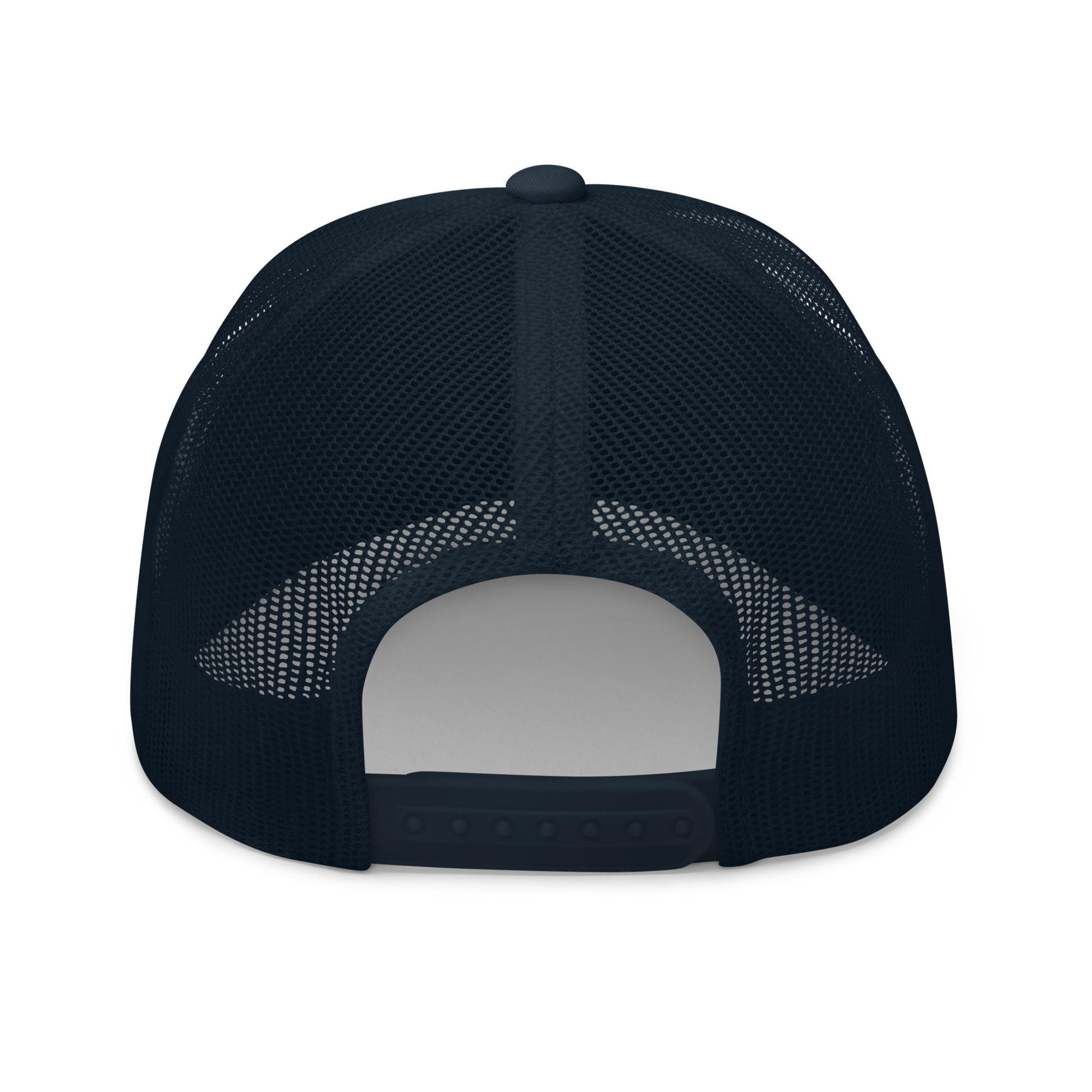 redfish trucker hat, navy color, back view