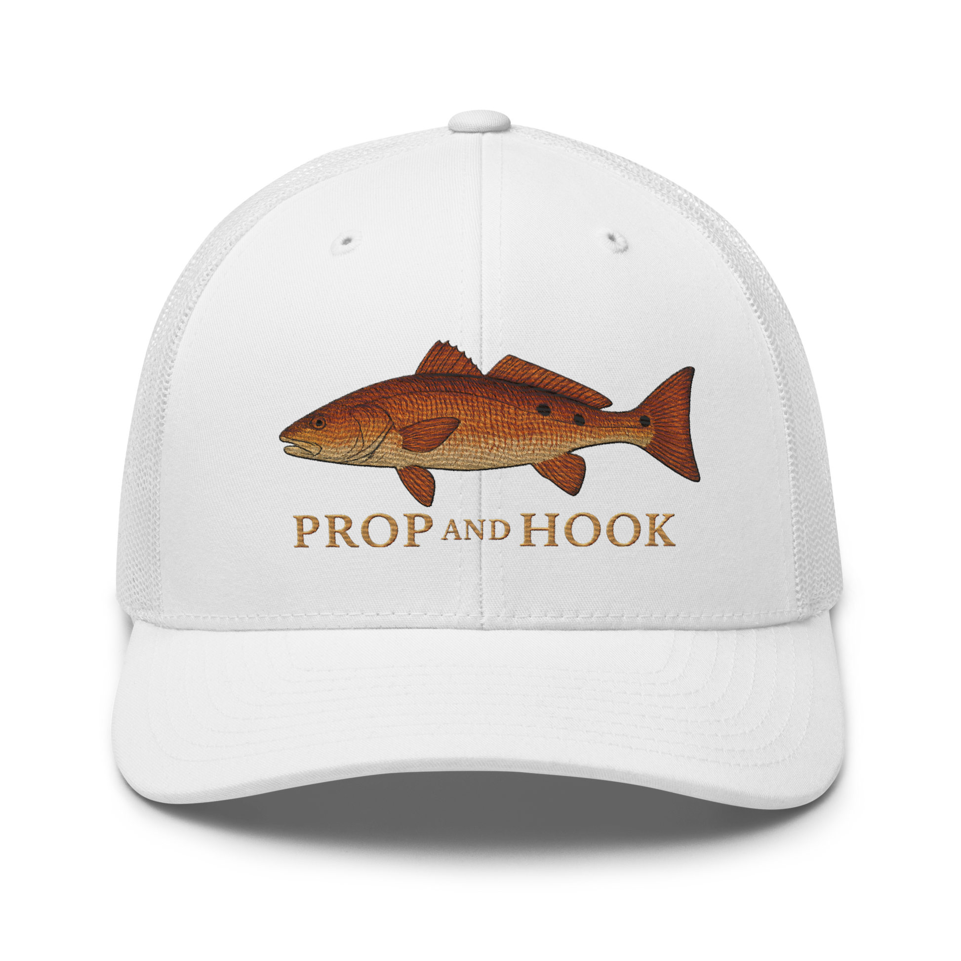 redfish trucker hat, white, front view