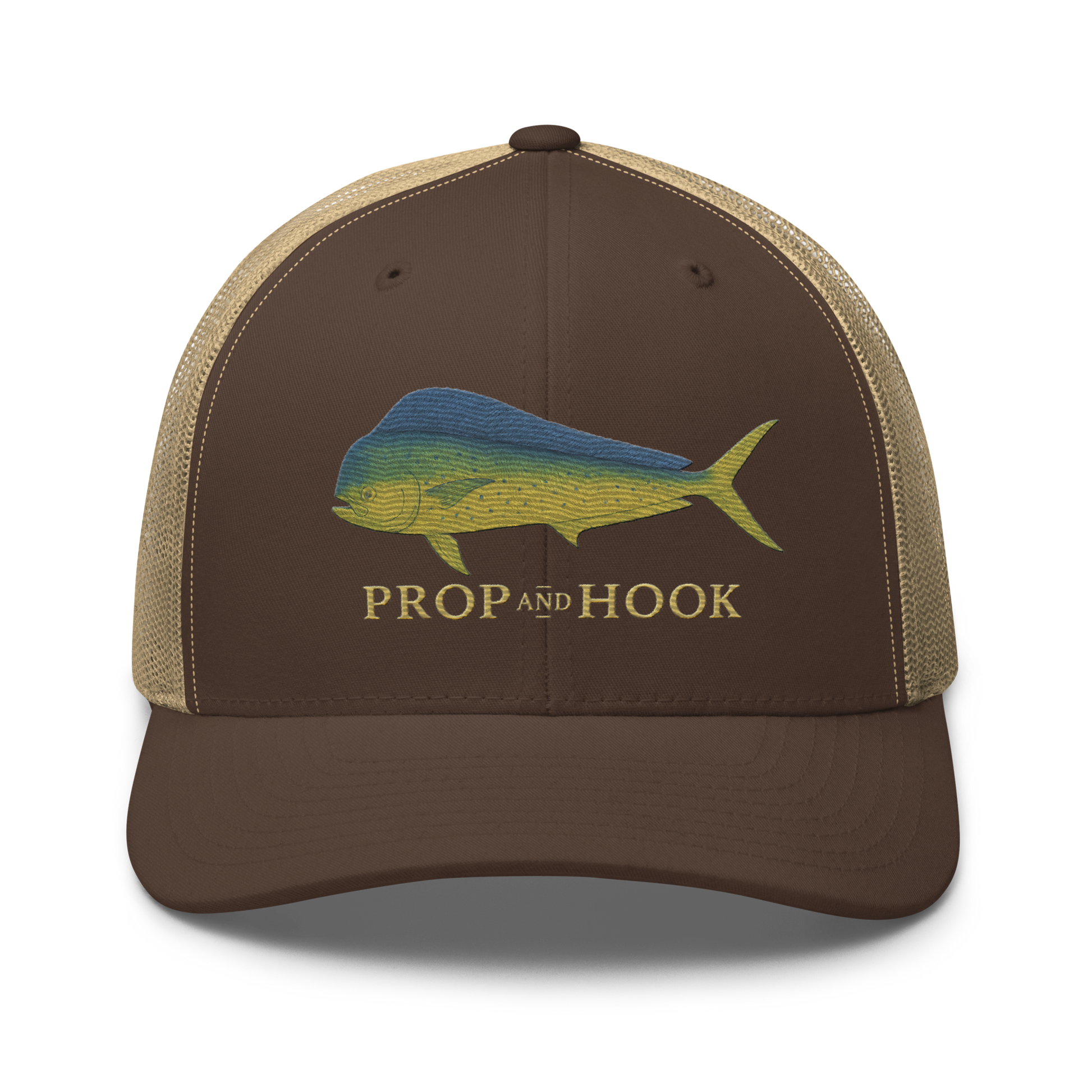 mahi-mahi trucker hat, front, khaki