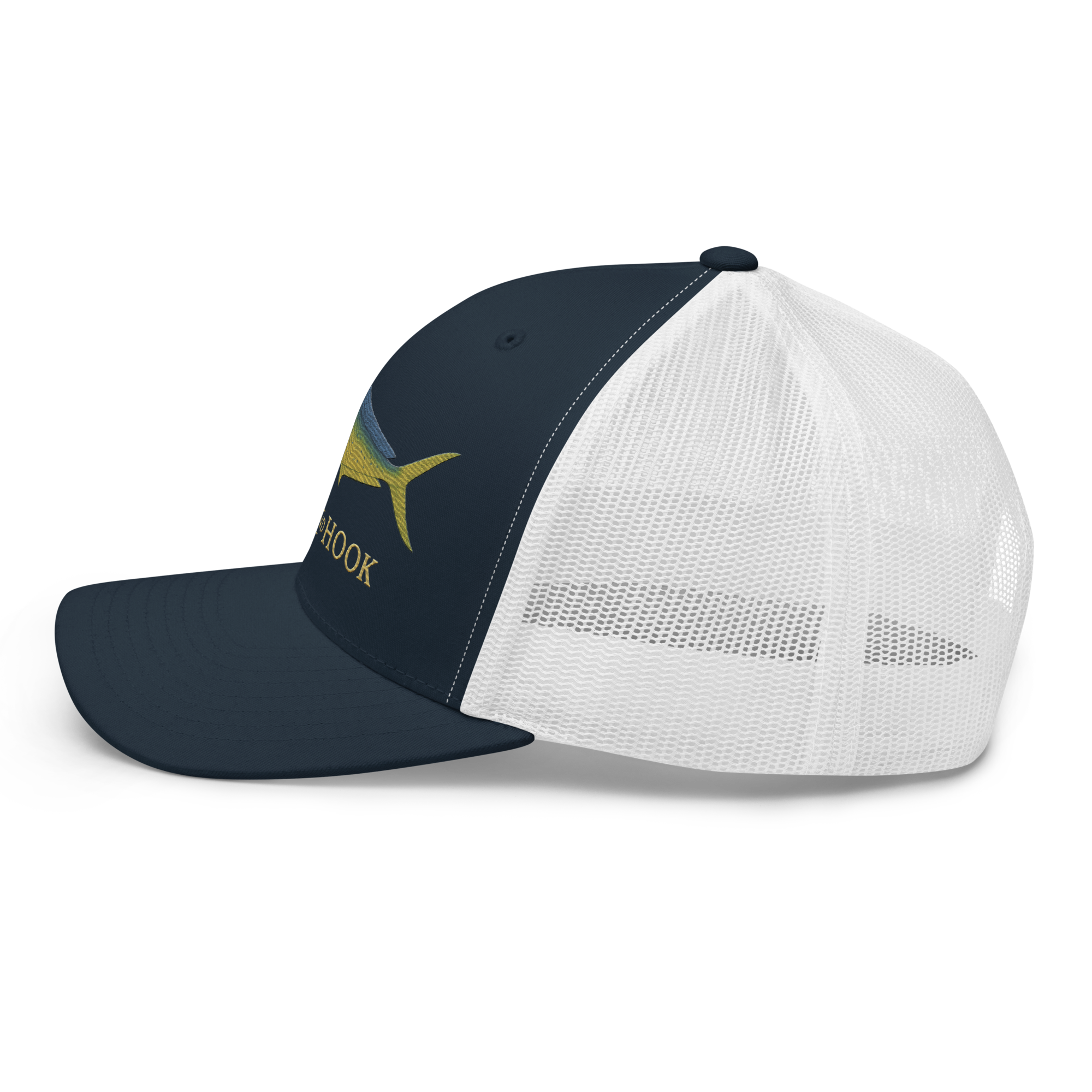 mahi-mahi trucker hat, left, navy