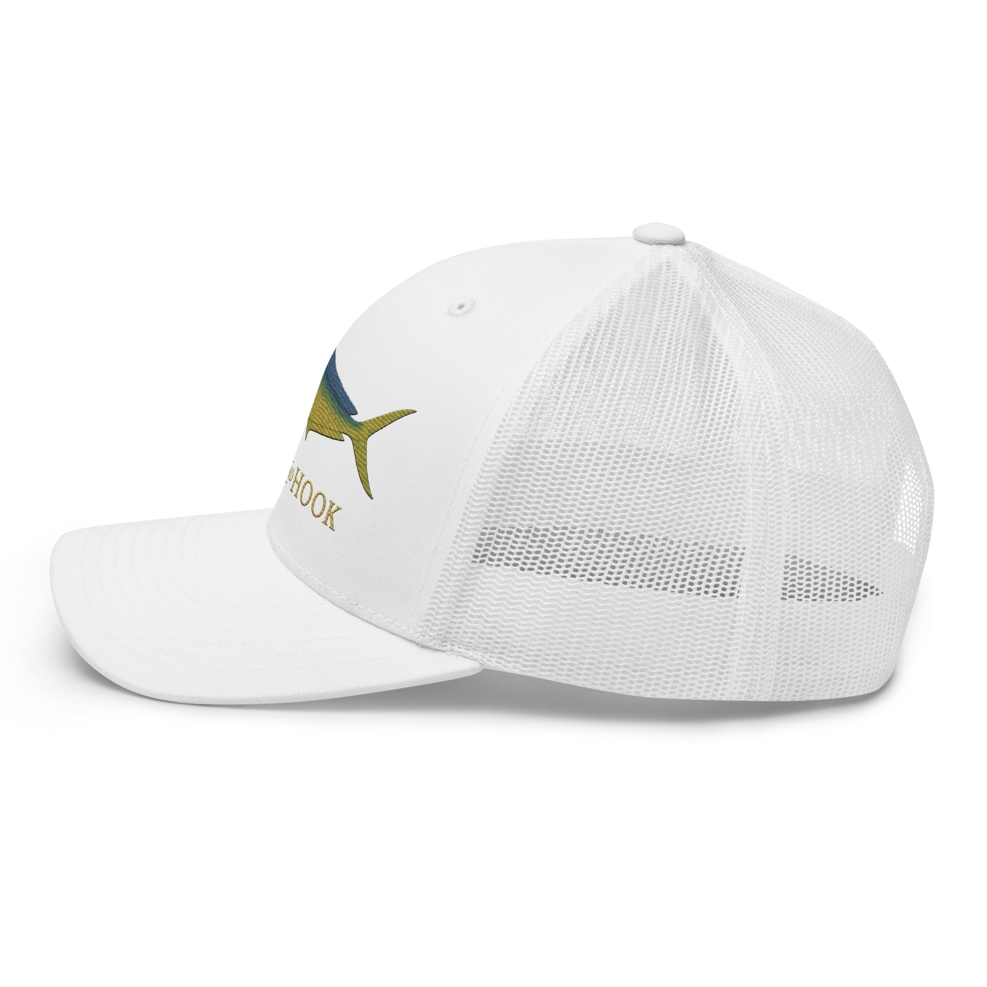 mahi-mahi trucker hat, left, white