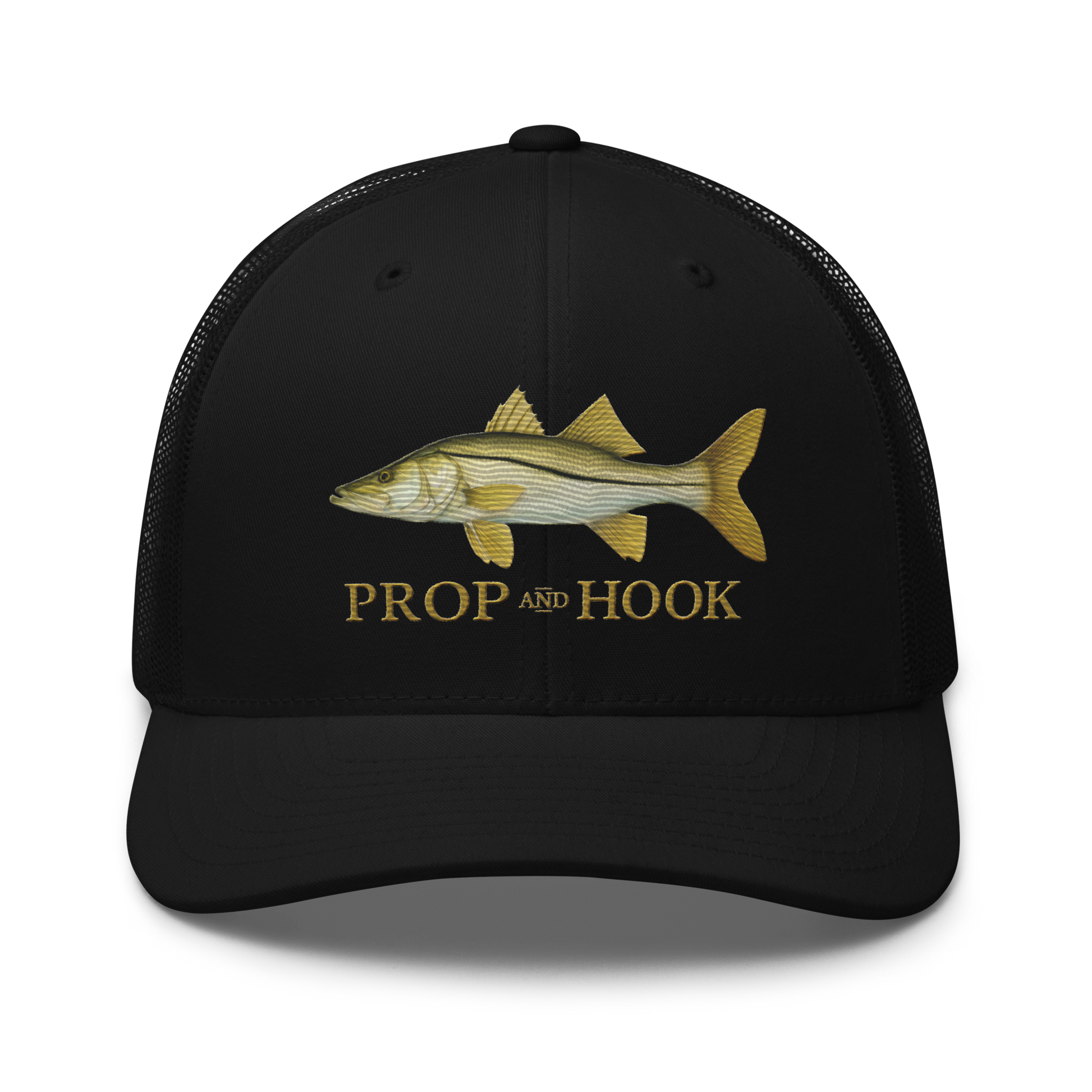 snook trucker hat, black, front view