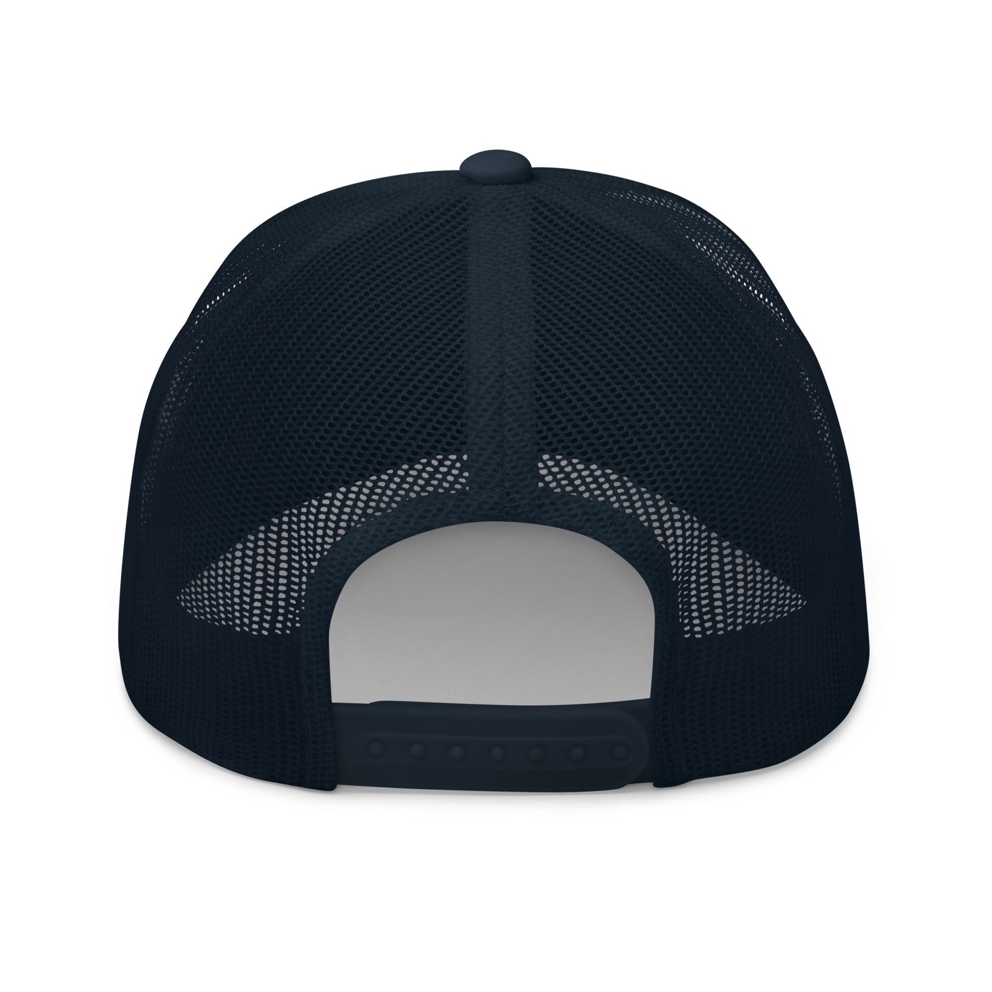 snook trucker hat, navy color, back view