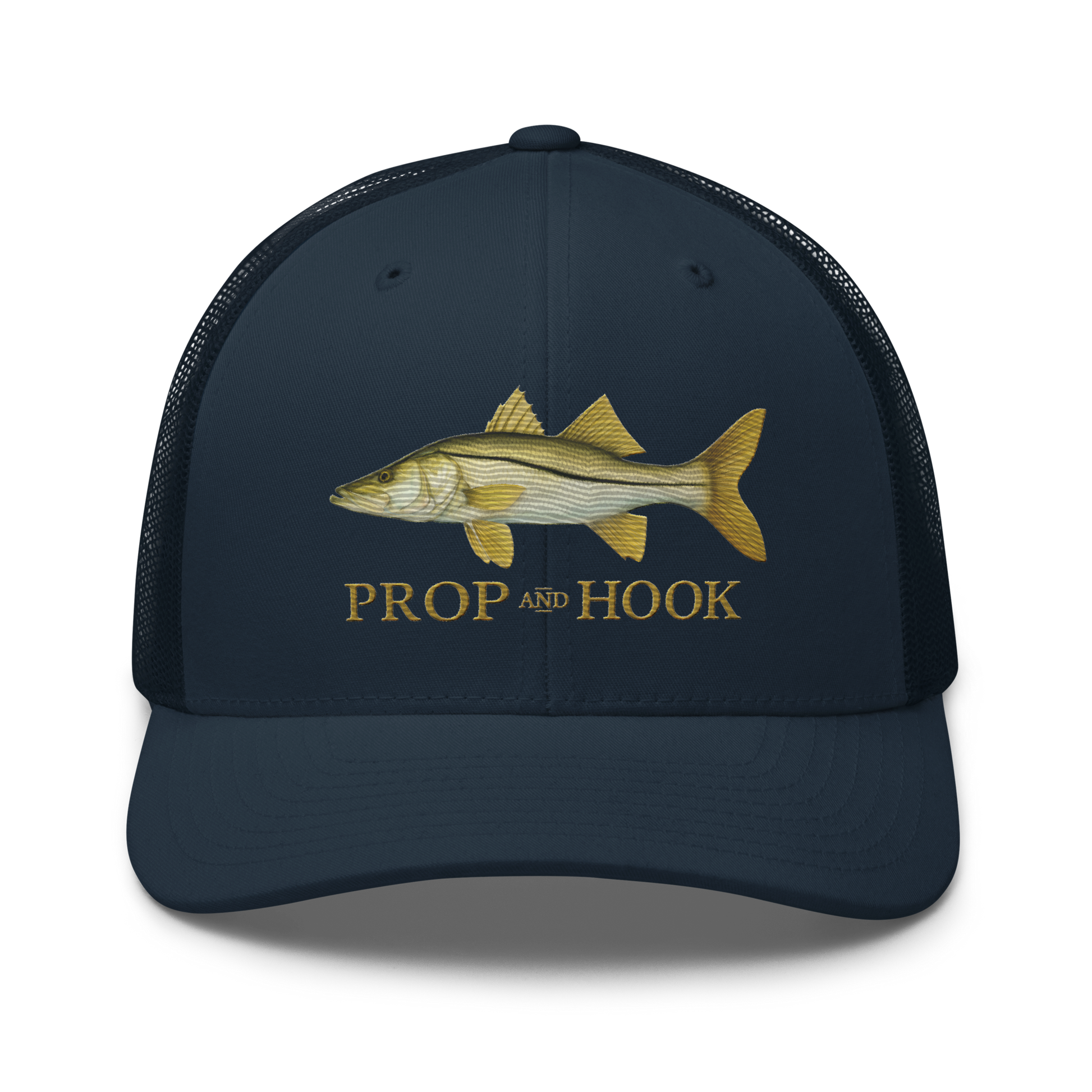 snook trucker hat, navy color, front view