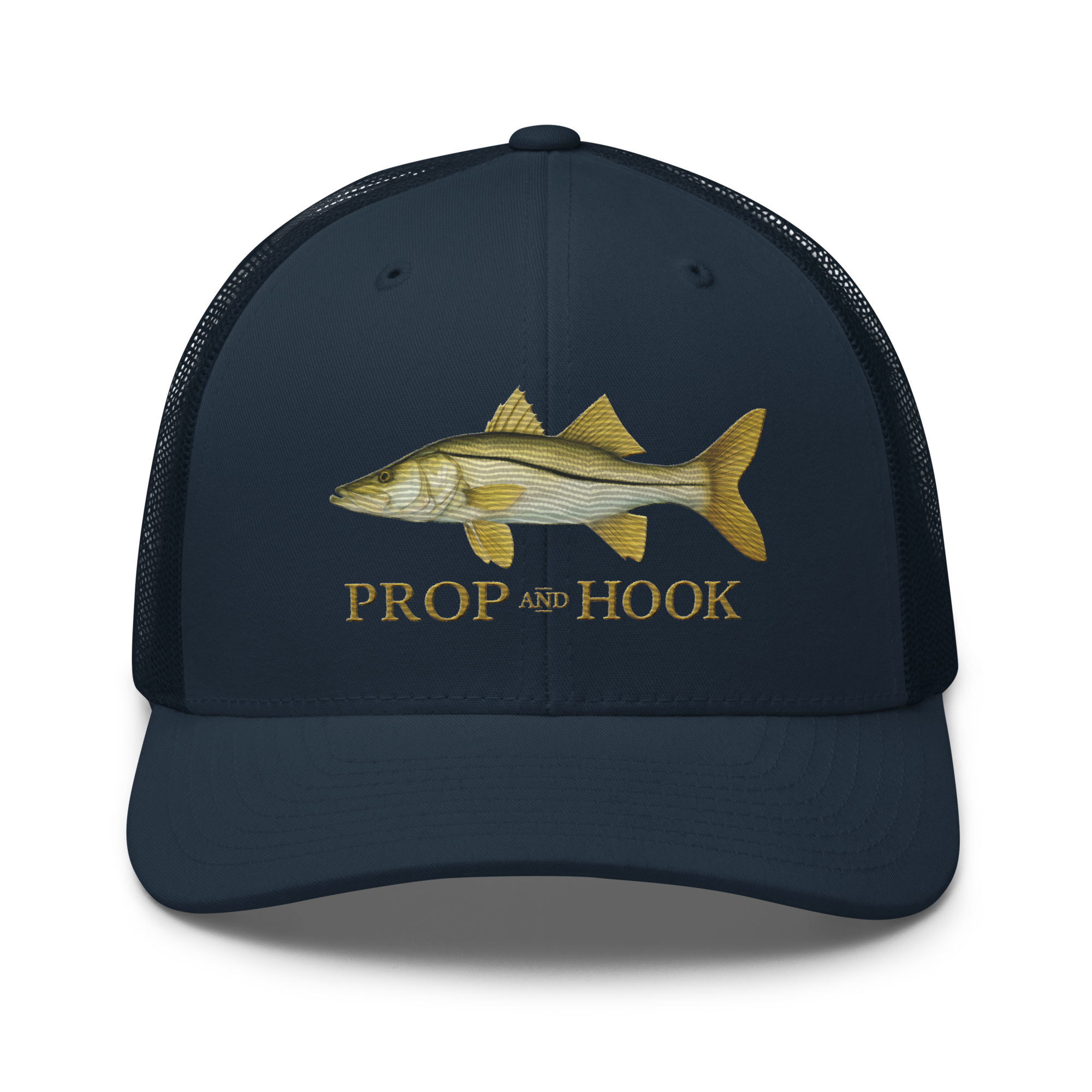 snook trucker hat, navy color, front view