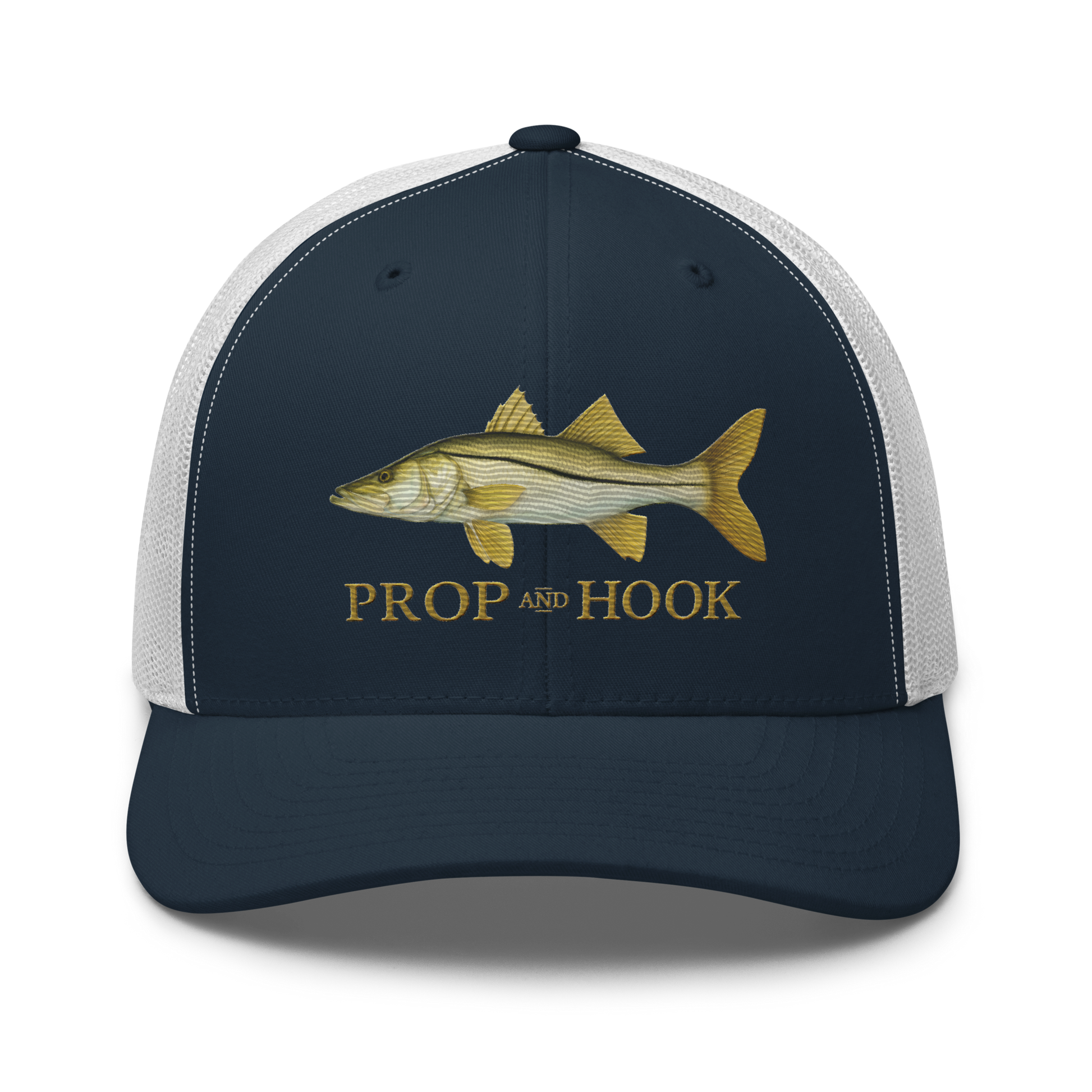 snook trucker hat, navy/white color, front view