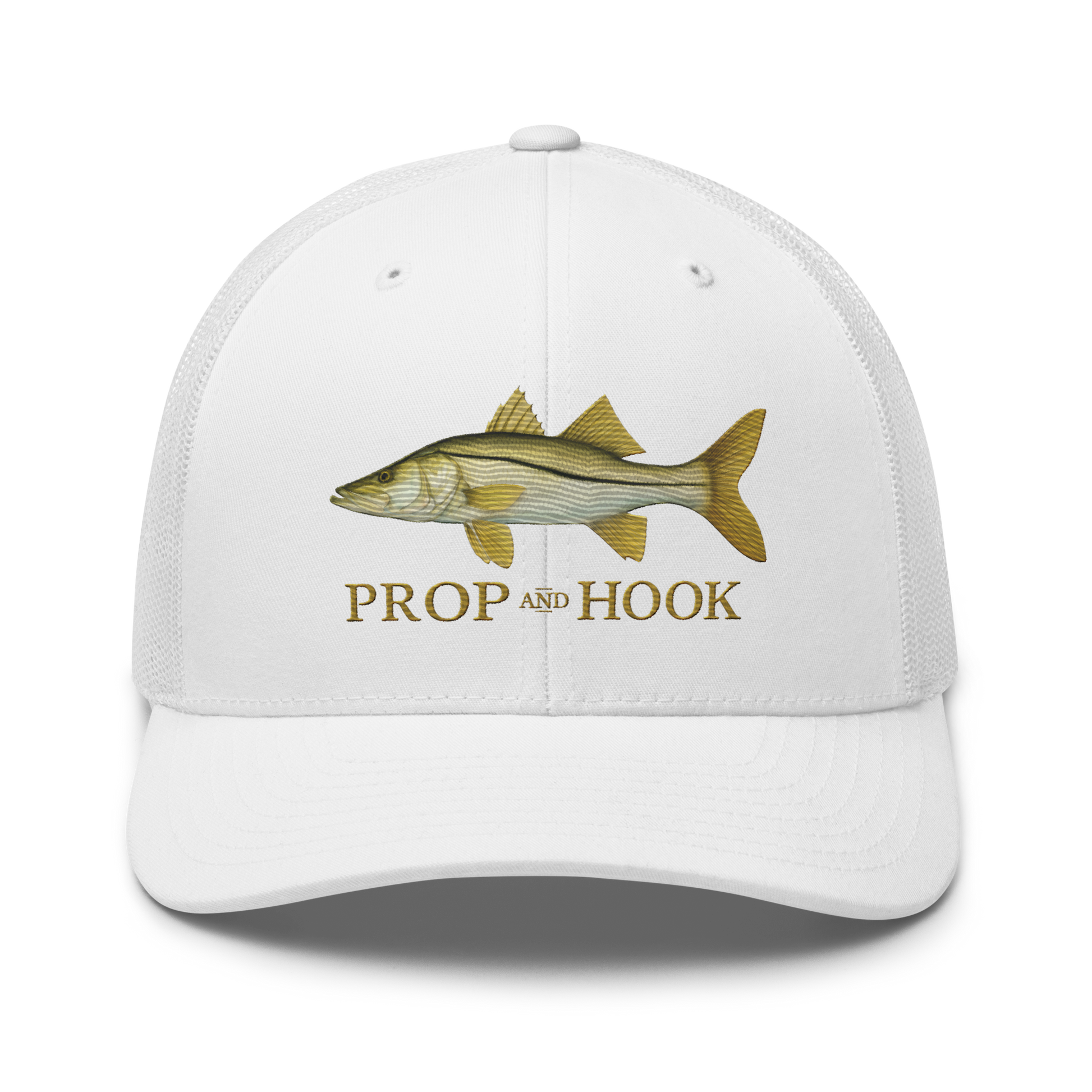 snook trucker hat, white color, front view